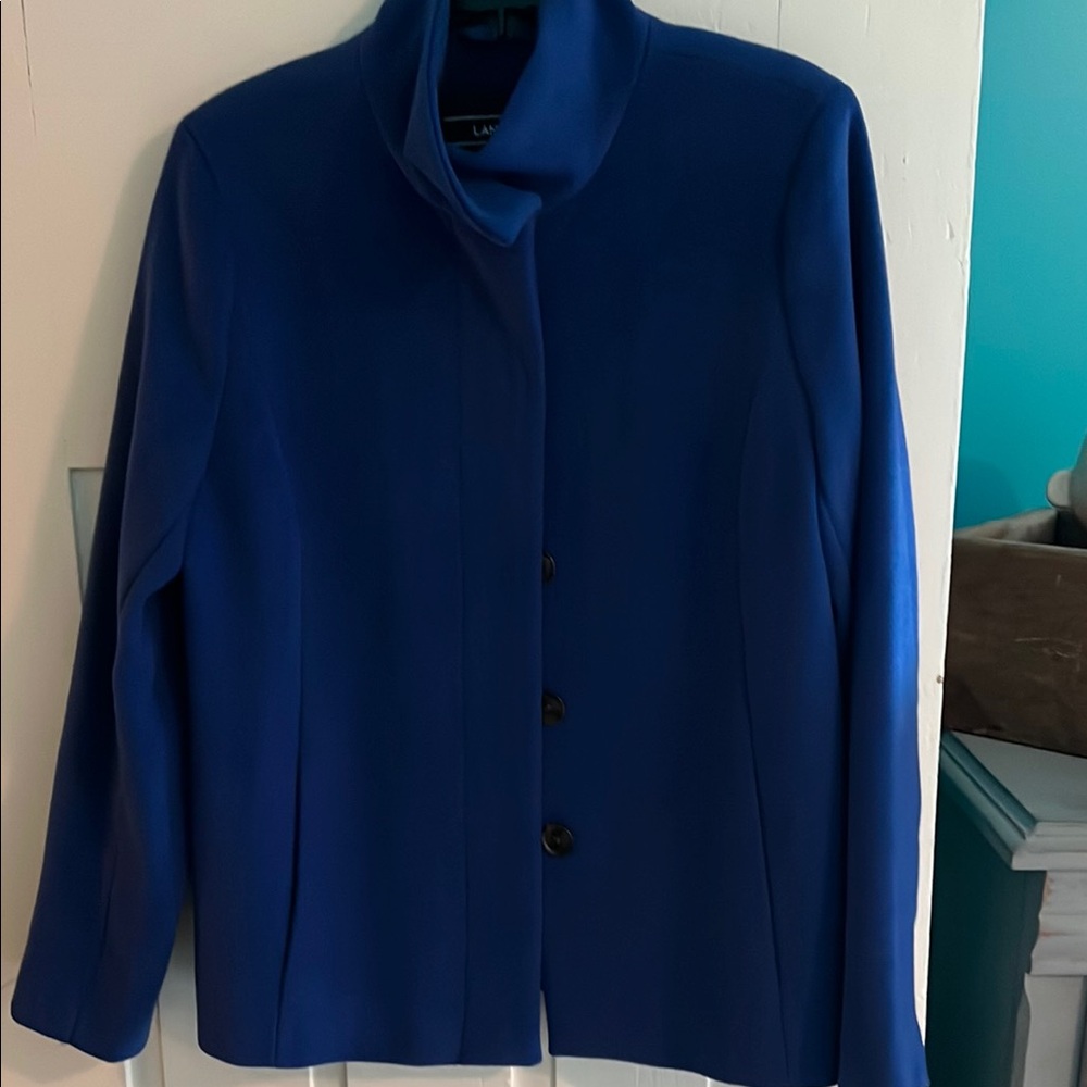 Lands' End Blue Blazer with Stand-Up Collar